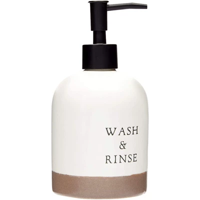 Farmlyn Creek Ceramic Hand Soap Dispenser, Rustic Decor & Accessories For Kitchen & Bathroom, Wash And Rinse, 14 Oz - Image 4
