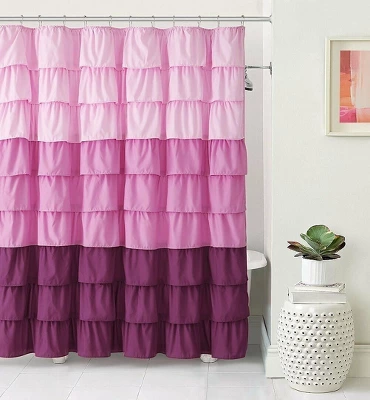 GoodGram Montauk Accents Home Gypsy Ombre Ruffled Fabric Shower Curtain - Standard Length - Image 2