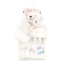 Hudson Baby Unisex Baby Plush Bathrobe And Toy Set, Gingham Bear Girl, One Size