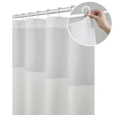 Smart Shower Curtains Hendrix View Fabric With Attached Hooks White - Zenna Home