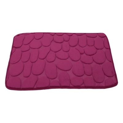 Unique Bargains Cobblestone Pattern Bathroom Rugs Polyester Bath Mat Machine Washable Wine Red 23.62"x15.75" - Image 4