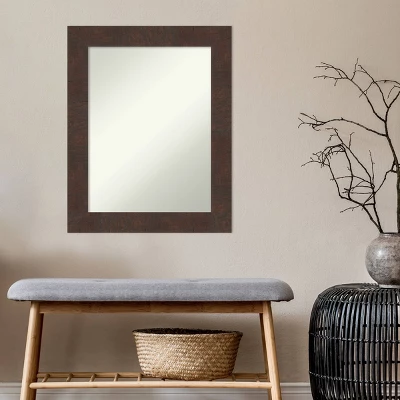 23" X 29" Non-Beveled Wildwood Brown Bathroom Wall Mirror - Amanti Art - Image 4