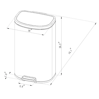 45L D Shape Step Trash Can - Brightroom™ - Image 3