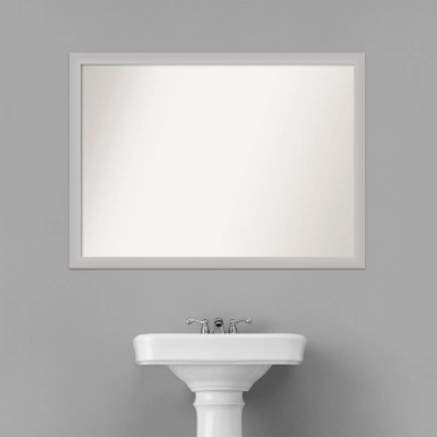 41" X 30" Non-Beveled Low Luster Wood Bathroom Wall Mirror Silver - Amanti Art - Image 6