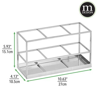 MDesign Steel Bathroom Countertop Hair Care Storage Organizer Basket - Image 2