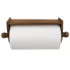 Home Basics Quick Install Rustic Pine Wood Wall Mounted Paper Towel Holder With Flat Top, Brown