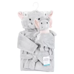 Hudson Baby Unisex Baby Plush Bathrobe And Toy Set, Dreamy Elephant Girl, One Size