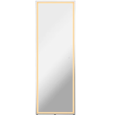 Soraya 65" X 22" Full-length Frameless Anti-Fog Plug-in/Hardwire Aluminum Front-lit Tri-color LED Freestand/Hang Mirror W/ Touch Control - JONATHAN Y