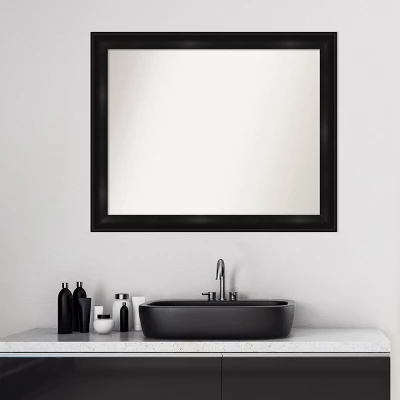 32" X 26" Non-Beveled Grand Narrow Bathroom Wall Mirror Black - Amanti Art - Image 7