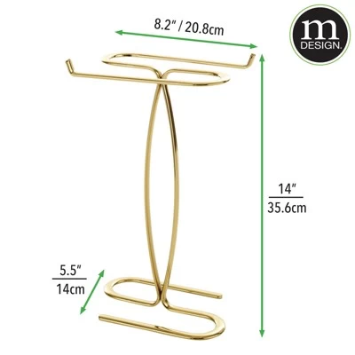MDesign Metal Hand Towel Holder Stand For Countertop - 2 Pack - Soft Brass - Image 3