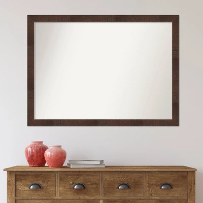 41" X 30" Non-Beveled Wildwood Brown Narrow Bathroom Wall Mirror - Amanti Art - Image 5