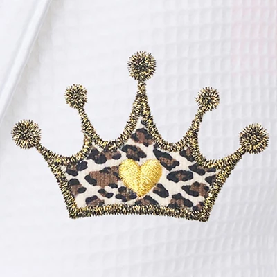 Waffle Terry Bathrobe With Cheetah Crown Design - Linum Home Textiles