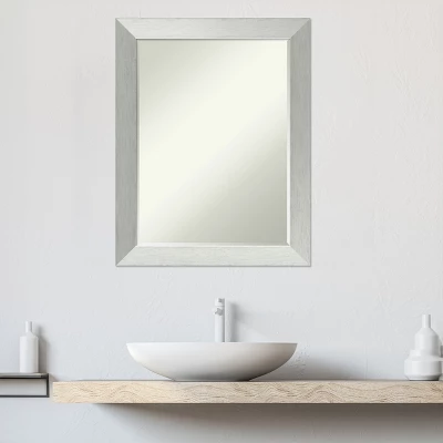 Amanti Art Brushed Sterling Silver Petite Bevel Wood Bathroom Wall Mirror 28 X 22 In. - Image 8