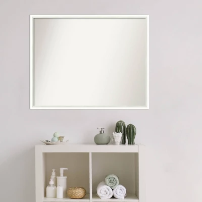 29" X 23" Non-Beveled Lucie Wood Bathroom Wall Mirror White - Amanti Art - Image 4