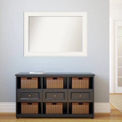 42" X 30" Non-Beveled Ridge White Bathroom Wall Mirror - Amanti Art - Image 4