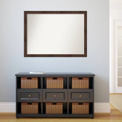 41" X 30" Non-Beveled Wildwood Brown Narrow Bathroom Wall Mirror - Amanti Art - Image 4