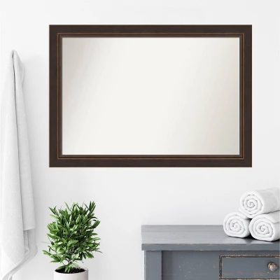 41" X 29" Non-Beveled Lara Wood Bathroom Wall Mirror Bronze - Amanti Art - Image 8