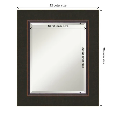 Amanti Art Milano Bronze Beveled Wood Bathroom Wall Mirror - Image 3