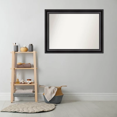44" X 33" Non-Beveled Grand Bathroom Wall Mirror Black - Amanti Art - Image 7