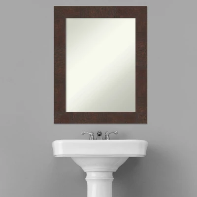 23" X 29" Non-Beveled Wildwood Brown Bathroom Wall Mirror - Amanti Art - Image 6