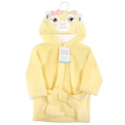 Hudson Baby Infant Girl Plush Animal Face Bathrobe, Lion Girl, 0-9 Months