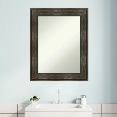 24" X 30" Non-Beveled Rail Rustic Char Bathroom Wall Mirror - Amanti Art - Image 8