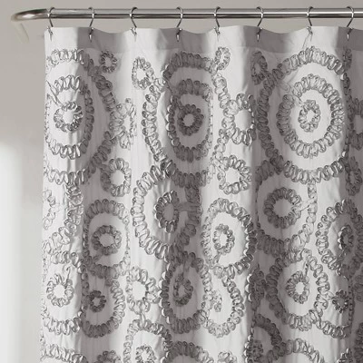 72"x72" Keila Shower Curtain Gray - Lush Décor