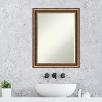 Amanti Art Manhattan Bronze Narrow Petite Bevel Wood Bathroom Wall Mirror 28 X 22 In. - Image 6