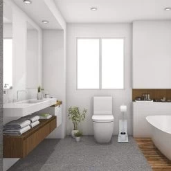 Smartpeas Stainless WC Set With Roll Holder - White