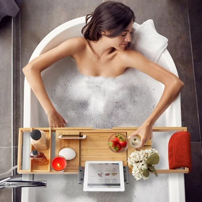 Casafield Bathtub Caddy, Expandable Bamboo Bath Tray And Tub Organizer For Bathroom - Image 2