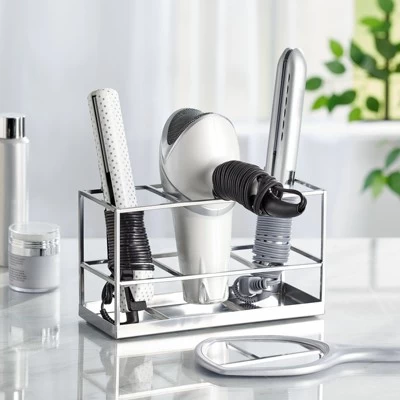 MDesign Steel Bathroom Countertop Hair Care Storage Organizer Basket