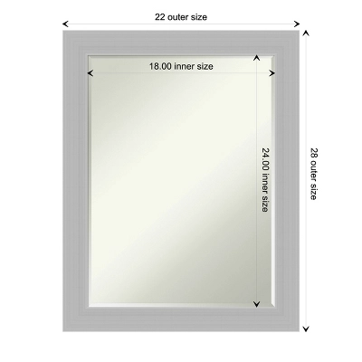 Amanti Art Brushed Sterling Silver Petite Bevel Wood Bathroom Wall Mirror 28 X 22 In. - Image 3