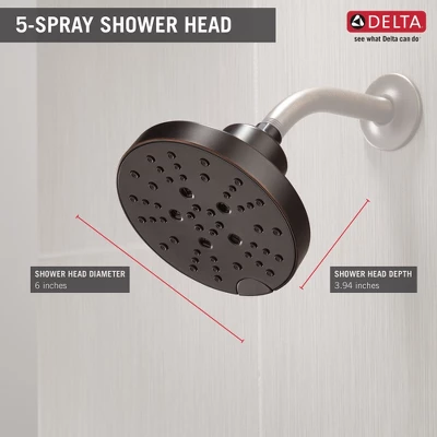 Universal Showering Components H2Okinetic 5-Setting Contemporary Raincan Shower Head - Image 5