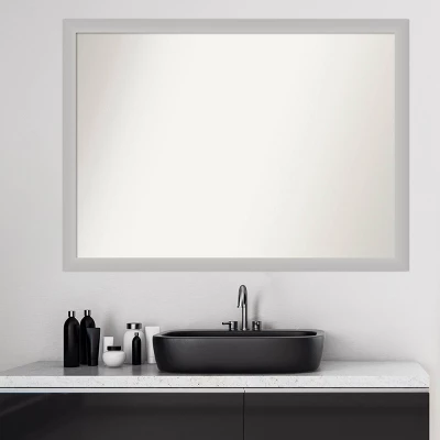 41" X 30" Non-Beveled Low Luster Wood Bathroom Wall Mirror Silver - Amanti Art - Image 7