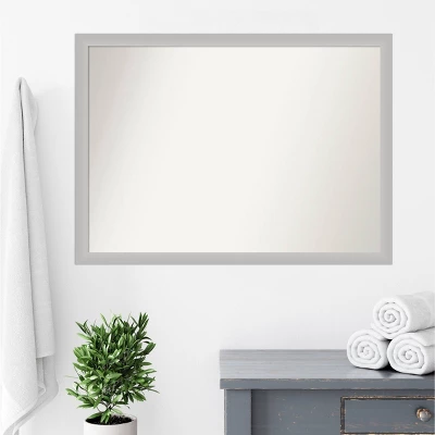 41" X 30" Non-Beveled Low Luster Wood Bathroom Wall Mirror Silver - Amanti Art - Image 8