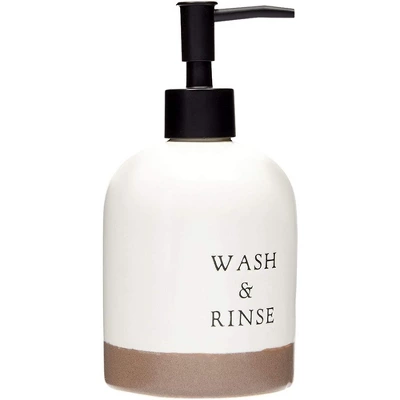 Farmlyn Creek Ceramic Hand Soap Dispenser, Rustic Decor & Accessories For Kitchen & Bathroom, Wash And Rinse, 14 Oz - Image 5