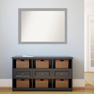 42" X 31" Non-Beveled Bathroom Wall Mirror Brushed Nickel - Amanti Art - Image 4