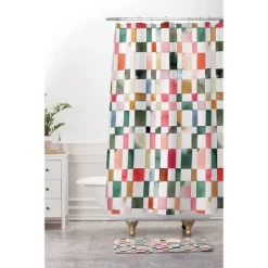 Watercolor Checker Yuletide Memory Foam Bath Mat - Deny Designs