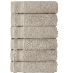 Classic Turkish Towels Amadeus 6 Piece Hand Towel Set - 16x27, Brown Rice