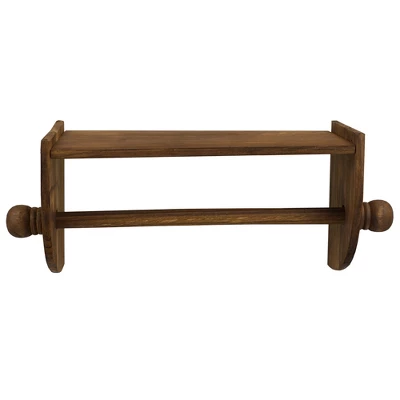 Home Basics Quick Install Rustic Pine Wood Wall Mounted Paper Towel Holder With Flat Top, Brown - Image 3