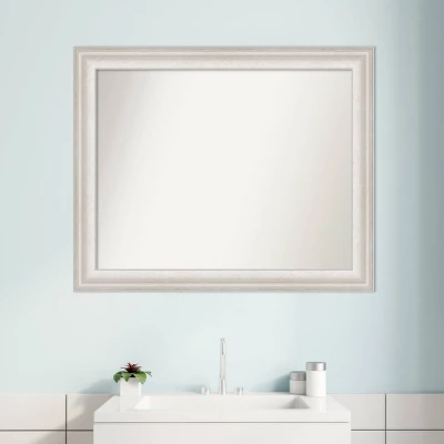 33" X 27" Non-Beveled Trio White Wash Silver Bathroom Wall Mirror - Amanti Art - Image 8