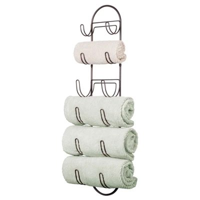 MDesign Metal Wall Mount Bath Towel Storage Organizer Rack, 6 Shelves - Image 13