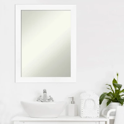 21" X 27" Non-Beveled Cabinet Narrow Bathroom Wall Mirror White - Amanti Art - Image 6