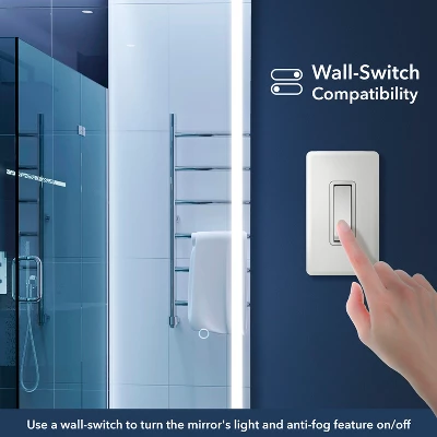 Soraya 65" X 22" Full-length Frameless Anti-Fog Plug-in/Hardwire Aluminum Front-lit Tri-color LED Freestand/Hang Mirror W/ Touch Control - JONATHAN Y - Image 8