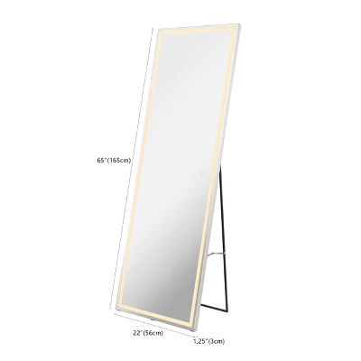 Soraya 65" X 22" Full-length Frameless Anti-Fog Plug-in/Hardwire Aluminum Front-lit Tri-color LED Freestand/Hang Mirror W/ Touch Control - JONATHAN Y - Image 9