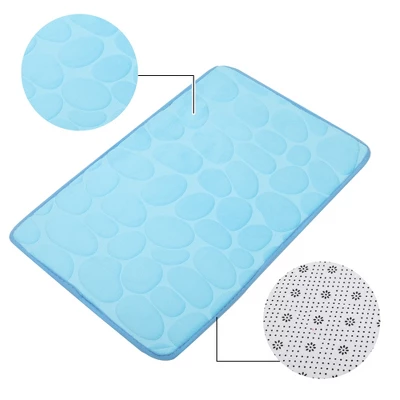 Unique Bargains Cobblestone Pattern Bathroom Rugs Polyester Bath Mat Machine Washable Blue 80x50cm - Image 2