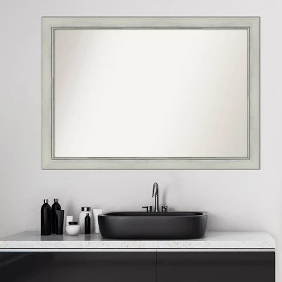 40" X 28" Non-Beveled Flair Patina Bathroom Wall Mirror Silver - Amanti Art - Image 8