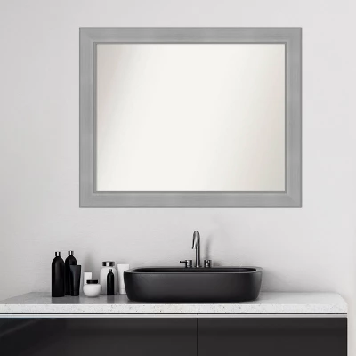 32" X 26" Non-Beveled Vista Brushed Nickel Bathroom Wall Mirror - Amanti Art - Image 7