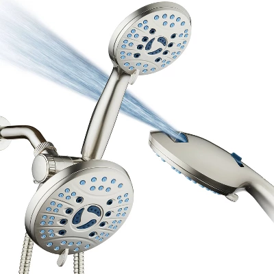 High Pressure 50 Mode Rain And Handheld Three Way Shower Head Combo Nickel - Aquabar