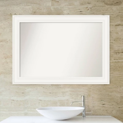 42" X 30" Non-Beveled Ridge White Bathroom Wall Mirror - Amanti Art - Image 5
